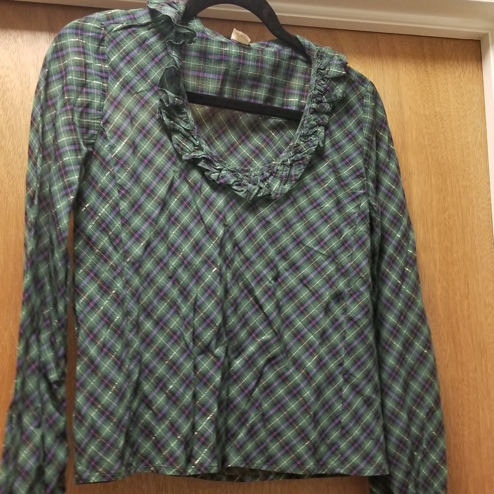 J. CREW holiday plaid blouse